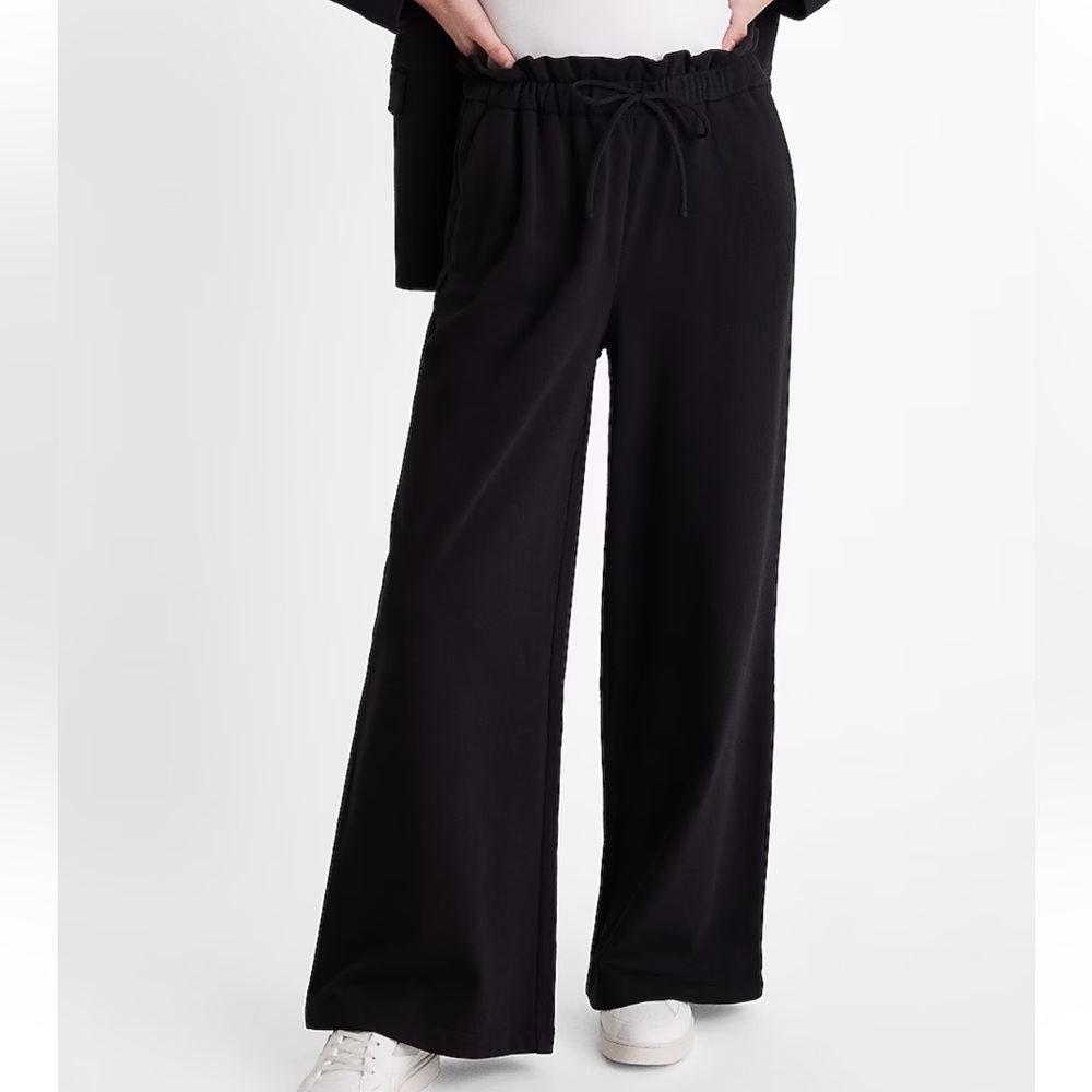 🆕 NWT EXPRESS High Waisted Knit Drawstring Paperbag Wide Leg Pant, Size Medium